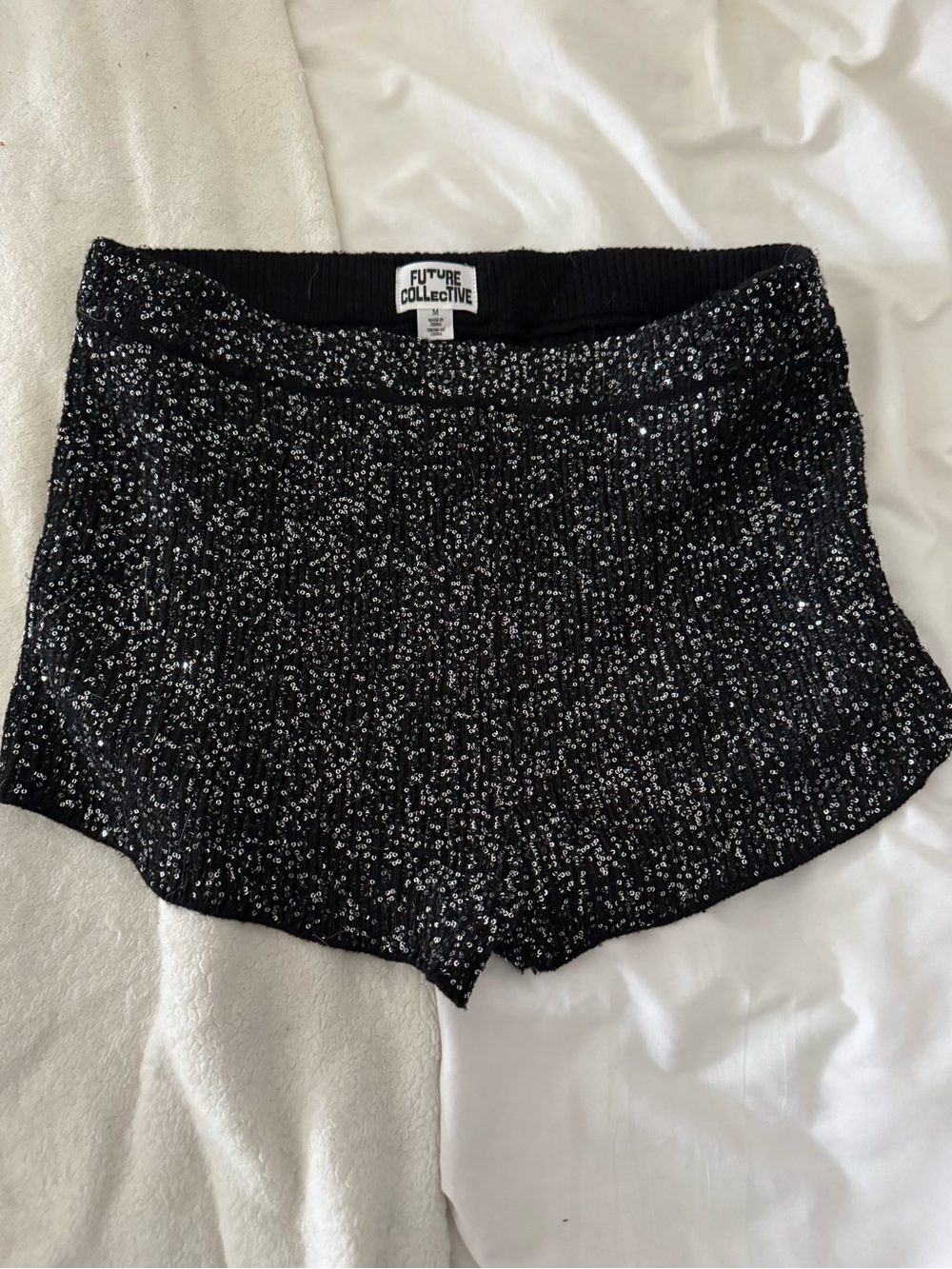 Future collective black sparkly micro shorts